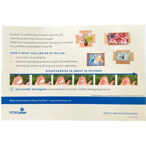 Funpak Plant Based Biodegradable Packing Peanuts 1.5 Cu Ft Bag Compostable (Red, White, Blue Stars) #TOP6