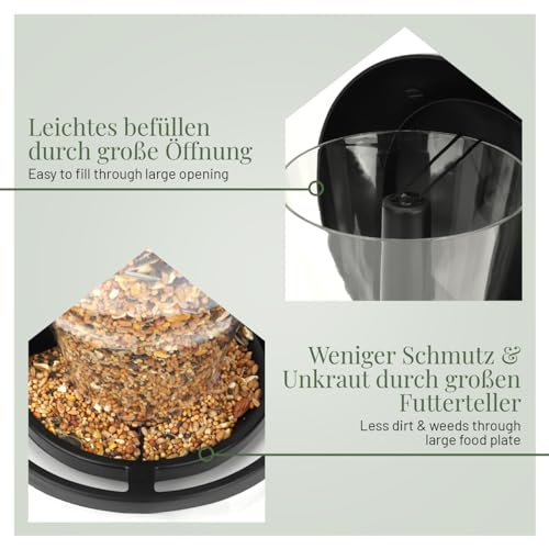 Vogelfutterspender zum Aufhängen Schwarz I Vogel-Futterstation für Wildvögel, Futterspender Vögel, Vogelhaus, Vogelfutterhaus für Vogelfutter – Bild 3