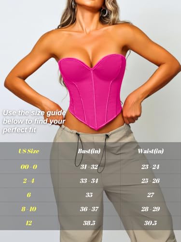 Image of ChiaoLezhee Heart Corset Top For Women, Sexy Concert Outfits Going Out, Strapless Crop Top, Overbust Bustier