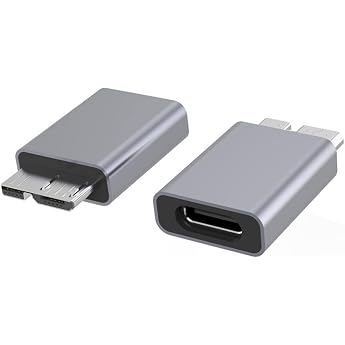 USB C to Micro B Adapter Fast Charging Type C to Micro B Cable Adapter Micro B USB 3.0 to USB C 3.1 Adapter for External Hard Drive Portable SSD HDD Cable Adapters Pack of 2
