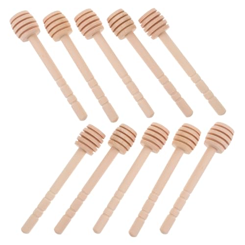 CIYODO En Stirrers Set of 10 Honey En Stick Wooden Stirring Rod for Honey Syrup Jam Kettle Portable