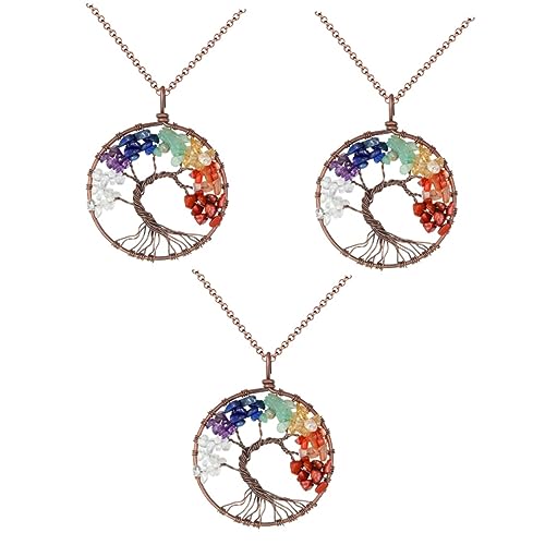 Collier Arbre de Vie en gravier coloré pour femmes et filles | Lot de 3 pièces GALPADA