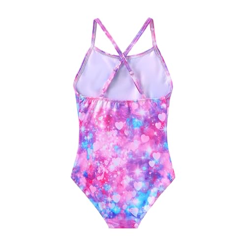 Image of iLover Girls Sparkle One Piece Swimsuits Crossback Swimwear Beach Bathing Suit with Adjustable Strap 4-10 Years