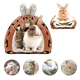 Casa de Hámster, Cama Cobayas Invierno Cama Hamaca De Hámster con cojín extraíble Hábitat de Animales Pequeños Cama para Conejos Enanos Cama nido para Ratones, Hamster, Chinchilla, Erizo (Rojo)