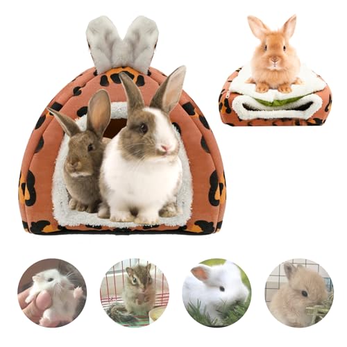 Casa de Hámster, Cama Cobayas Invierno Cama Hamaca De Hámster con cojín extraíble Hábitat de Animales Pequeños Cama para Conejos Enanos Cama nido para Ratones, Hamster, Chinchilla, Erizo (Rojo)