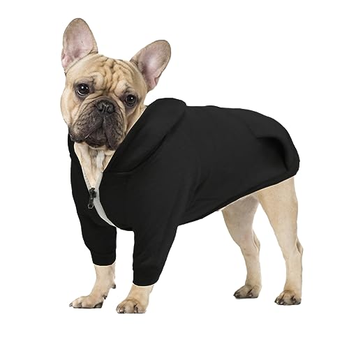 meioro Kapuzenpullis für Hunde Warme Reißverschluss Kapuzen Haustier Kleidung Pullover Hund Katze T-Shirt Niedlichen Haustier Hoodies Bekleidung französische Bulldogge Pug (XL, Alle Schwarz)