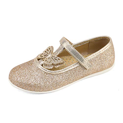 DREAM PAIRS Angie-3 Mary Jane Bailarina Zapatos Planos Correa para Niña Gold...