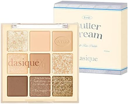 dasique Shadow Palette #17 Butter Cream l Vegan, Cruelty-Free l 9 Blendable Shades in Smooth Matte and Shimmer Finishes with Gorgeous Pearls
