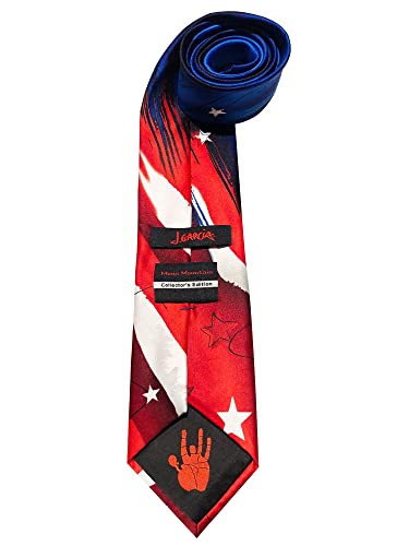 Jerry Garcia Collector's Edition Men's Moon Mountain Artwork 4Th Of July Usa Flag Regular Length Neck Tie - Navy Blue #TOP1