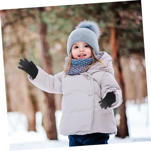 VALICLUD Knitted Gloves Warm Five Finger Design for Ages Solid Black Color Handmade for Cold Weather Activities for School and4