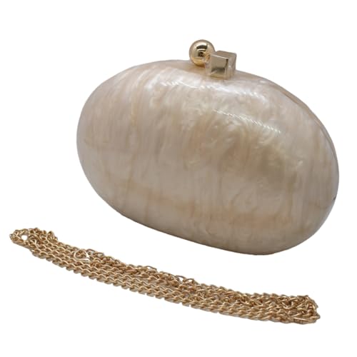 Image of Acrylic Evening Clutch Bag for Women Shell Shape Shoulder Crossbody Bag Glitter Marble Purse Handbag