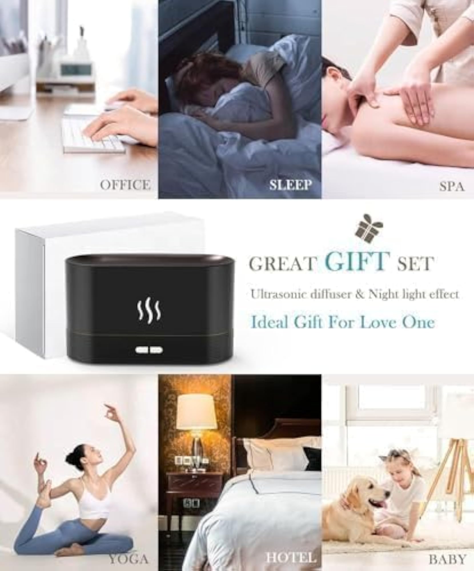 Mini Flame Light Humidifier with Auto Shut-Off Protection