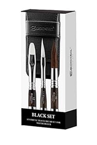 Escoda Black Set Aquarellpinsel Reiseset, 3 Stück