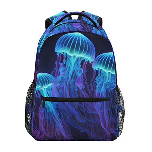 Vnurnrn Beautiful Jelly Fish Kids Travel Backpack for Boys Girls, Large Capacity with Name Tag Slot