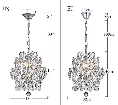 Bestier Modern Pendant Chandelier Crystal Raindrop Lighting Ceiling Light Fixture Lamp For Dining Room Bathroom Bedroom Livingroom Entryway 1 E26 Bulbs Required D13 In X H16 In #TOP4