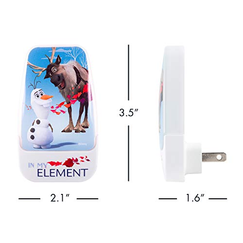 Image of Disney Frozen 45830 LED Night Light, Olaf and Sven, Plug-in | Dusk-to-Dawn Sensor, Girl's Room Decor, UL-Certified, Ideal for Bedroom, Nursery, Bathroom, Kid's Playroom