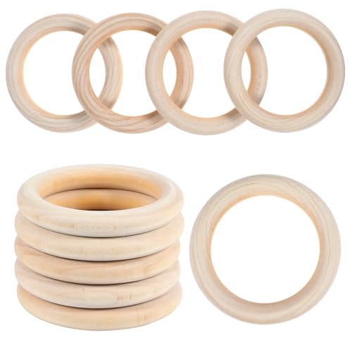 Tyqour 10anillos de madera para bebé, manualidades, 70 mm, mordedor natural, dentición, cuidado de niños, pulsera