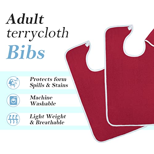Image of Avalon Towels Adult Bibs Aprons - Clothing Protector Bibs for Adult - Terry Cloth Adult Bib Super Absorbent and Washable bib