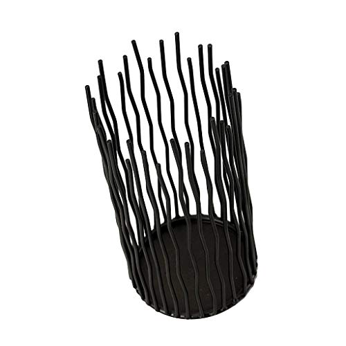 GKanMore Pillar Candle Holder Metal Willow Candle Holder Tray Desk Candle Holder for Home Wedding Party Christmas Festival Decorations (Black, Medium)