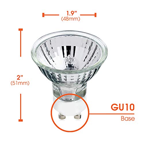 Xtricity Halogen 20W Gu10 Bulb Glass Spotlight Light Bulb, 20W, Dimmable, 2700K Soft White, 190 Lumens, Gu10 Stove Hood Light Bulbs 120V, (6 Pack) #TOP2