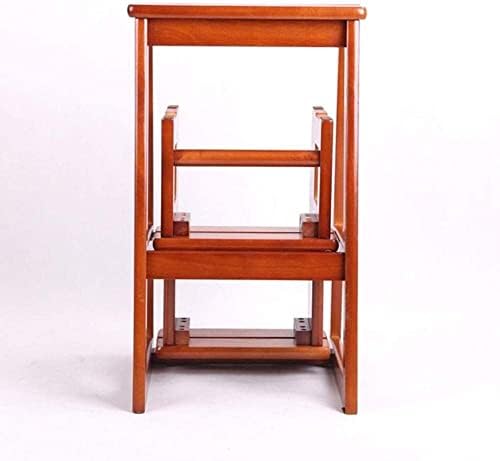 Portable 3-Step Folding Ladder Stool - Lightweight Multi-Functional Wooden Step Stool for Kitchen, Bathroom, Office & Flower Shelf - Space-Saving Design for Easy Storage