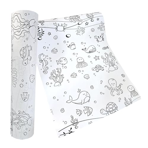 Bobina De Papel Para Colorir Pintar Rolo Infantil 40cmx50m FUNDO DO MAR