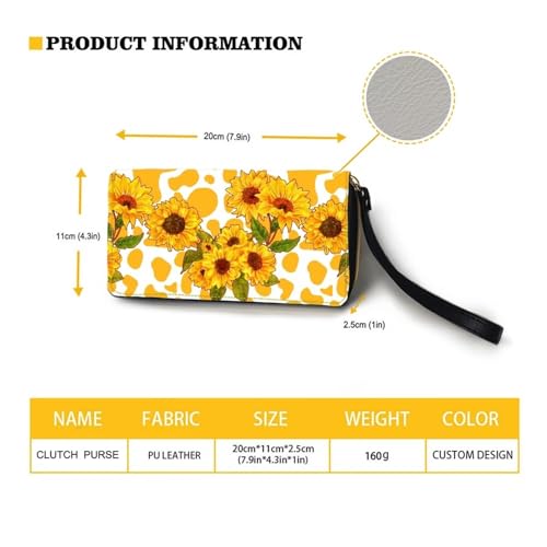 Daisy Dachshund Wallet for Womens You are my Sunshine Leather RFID Blocking Zip Around Card Holder Organizer Ladies Travel Clutch Wristlet3