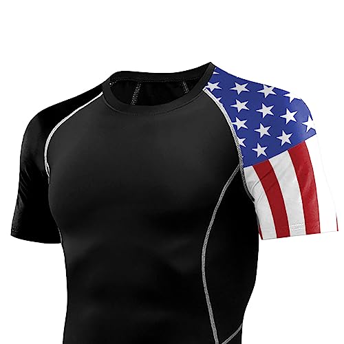 Men's Rash Guard Shirts Sun Protection UPF 50+ Short Sleeve BJJ Jiu Jitsu Workout Swim Compression Shirt4
