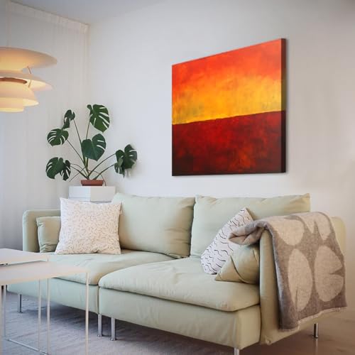 Art mural abstrait rouge et orange OSHIONARTE toile 35x35cm structure interne