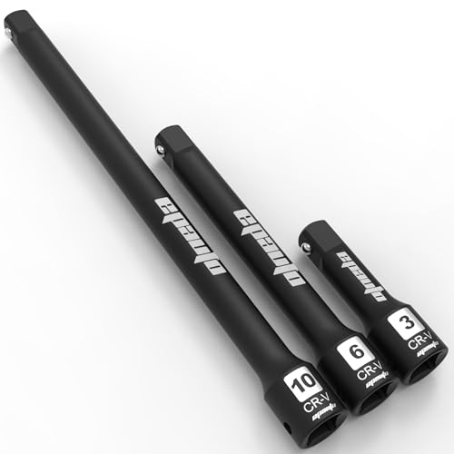 EPAuto 1/2-Inch Drive Impact Socket Extension Bar Set Cr-V 3 Pieces