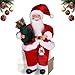 ESYFOR Weihnachtsmann Figur Sitzend 35cm/13.78 Zoll, Weihnachtsdekoration Ornament Puppe Traditionelle Rote Plüsch Weihnachtsmann Deko für Fenster Tisch Zuhause Weihnachtsfeier Dekoration