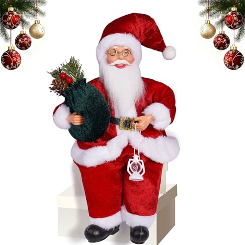 ESYFOR Weihnachtsmann Figur Sitzend 35cm/13.78 Zoll,...