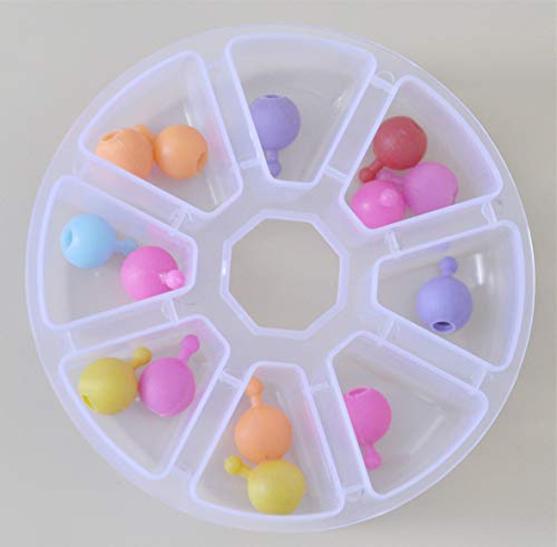 Image of 8 Removable Grid Compartment Clear Round Plastic Storage Box, Jewelry and Crafts Organizer Container with Adjustable Dividers(1 Pack)