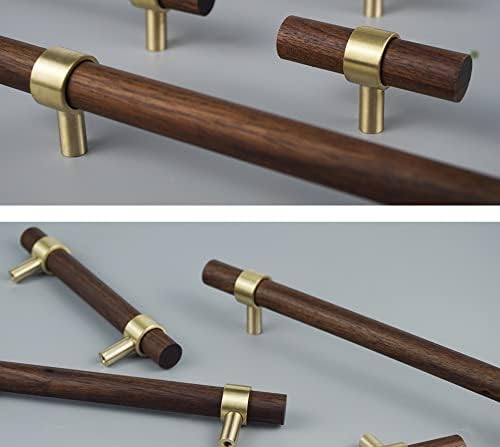 Miniatura 5 de Cajón de 11.02 pulgadas11.024 in de latón nogal armario de cocina hardware tirador tirador distancia de agujero ajustable con tornillo, 4 unidades