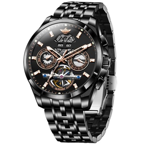 Image of OUPINKE Men Watch Automatic 5 Hands Multi Calendar Year /Month /Week /Date Mechanical 5ATM Waterproof Luxury Tungsten Steel Sapphire Crystal Wrist Watch for Men