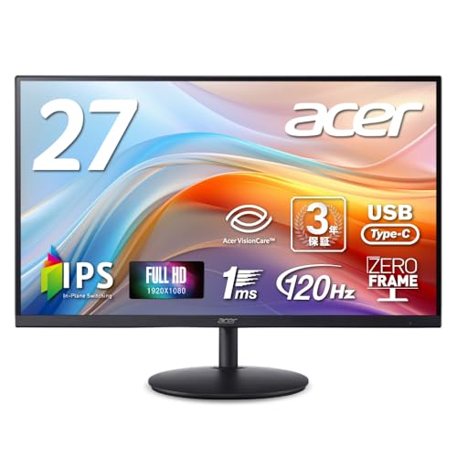 Amazon.co.jp: Acer モニター 27インチ フルHD 非光沢 IPS 120Hz 1ms