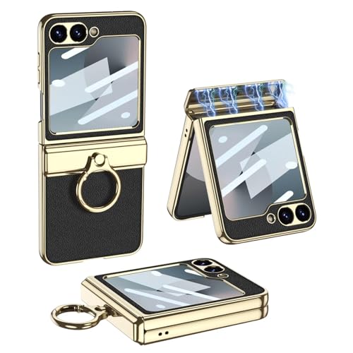 Coque Galaxy Flip6 en cuir synthétique noir et finition premium