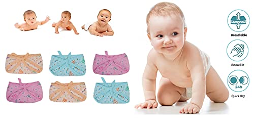 Image of Baby Hosiery Cotton Nappy Langot Washable and Reusable Plain Solid Cloth Langot /Cloth diaper /U Shaped /Nappy Tying Langot For Baby Boys and Baby Girls - Pack of 6 (Medium) (Multicolor)