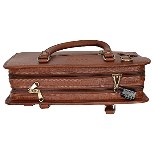 Image of HYATT Leather Accessories 16 Inch Full Grain Natural Leather Laptop Messenger & Shoulder Bags For Men 24 Litres Capacity Upto16 inch Laptop Compartment Dimension-L-16 X H-12 X W-4 Inch Weight-1 KG