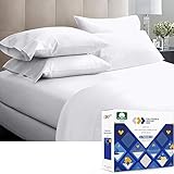 Luxury Sheets 1000 Thread Count 100% Cotton Sheets, Very Smooth Soft & Thick with Deep Pockets Vs. Egyptian Cotton Sheets, 4 Pc Set (Queen, Pure White)