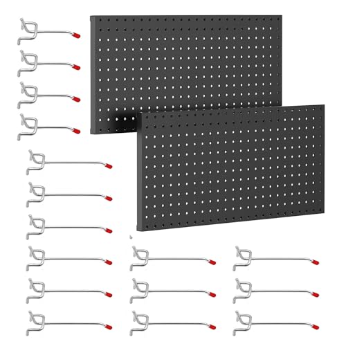 Tbantera Metal Pegboard Hooks for Wall Storage Sturdy Durable Organizer for 1/4 and 1/8 Pegboard Ideal for Garage Office Kitchen and Shop Tool Organization Pegboard Not Included-Set 17