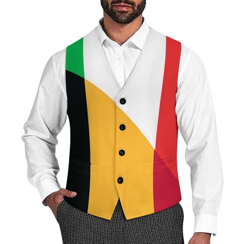 Italy And Belgium Flag Trendy Vest Suit for Men V Neck Formal Dress Waistcoat Vests Business Slim Fit