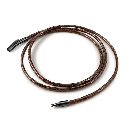 Oaldilee Leather Necklace Cord 22 Inch Brown 2MM Wax String Rope Chains for Men Women Waterproof Neck Chain