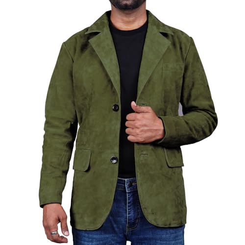 Image of Suede Leather Blazer for Men Suede Sport Coat for Men Blazer Suede Leather Jacket Blazer Coat for Men