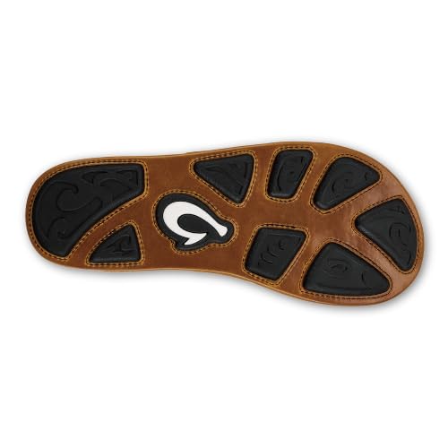 Image of OLUKAI Hikianalia Men's Leather Sandal, Full-Grain Leather, Non-Marking Rubber Traction Pads & Compression Molded Footbed