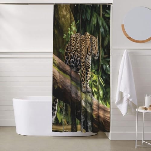 Rideau de douche de qualité supérieure en tissu épais décoratif chat jaguar - 8
