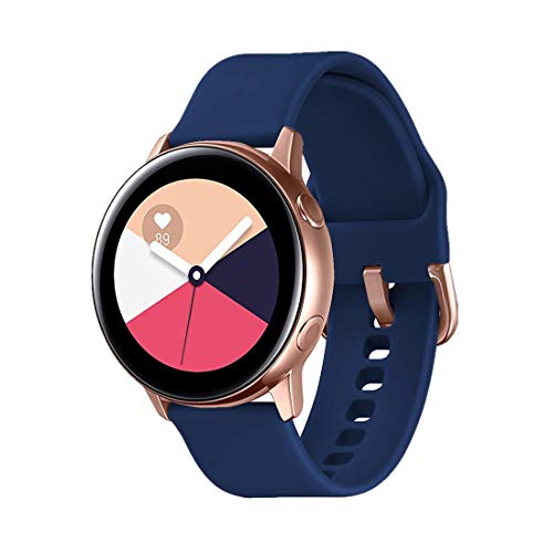 TECKMICO Galaxy Watch Active Bands,20mm Quick Release Bands Compatible for Samsung Galaxy Watch Active (40mm)/Galaxy Watch(42mm)/Gear Sport with Rose Gold Watch Buckle (Navy Blue, Small) TECKMICO Galaxy Watch Active Bands,20mm Quick Release Bands Compatible for Samsung Galaxy Watch Active (40mm)/Galaxy Watch(42mm)/Gear Sport with Rose Gold Watch Buckle (Navy Blue, Small)
