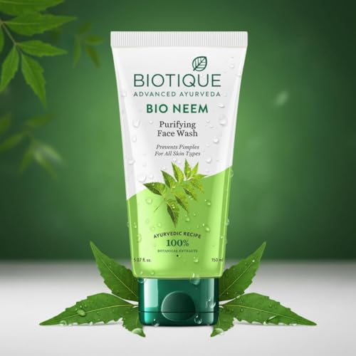 Image of Biotique Fresh Neem Pimple Control Face Wash| Ayurvedic and Organically Pure| Prevents Pimples |100% Botanical Extracts| Suitable for All Skin Types | 50mL