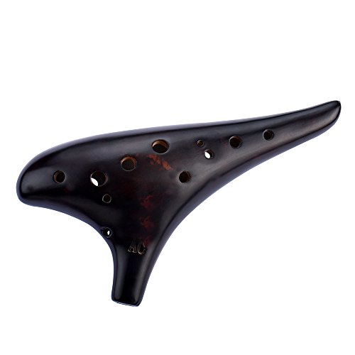 "Grace" d'été 12 trous Alto C classique Fumé Paille Tirés en céramique Ocarina Flûte de Sweet de pommes de terre Retro Coffee