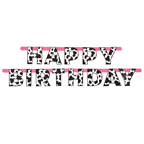 xo, Fetti Bandera de feliz cumpleaños con estampado de vaca, recuerdos de fiesta de cumpleaños y decoraciones Cover